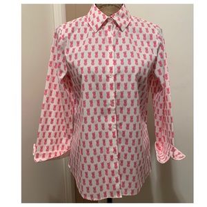 Foxcroft Wrinkle Free Pineapple Print Blouse 8